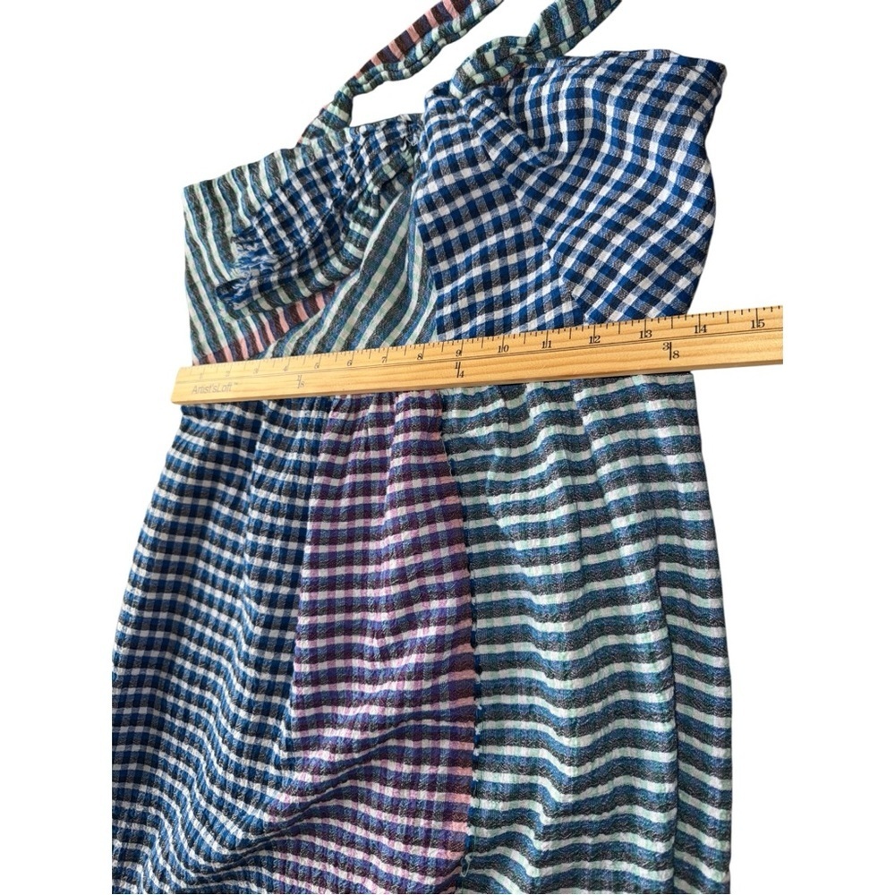 Anthropologie Maeve Waverly Gingham One Shoulder Dress Size 8 - Picture 4 of 9